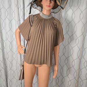 Elegant Pleated Brown Top